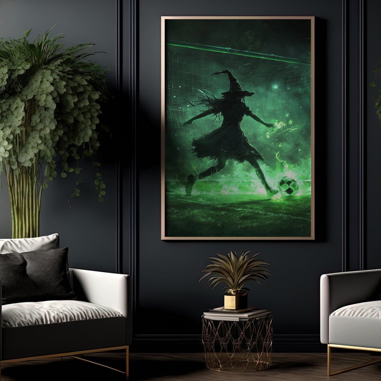 Cursed Corner Kick, Soccer Witch Canvas Painting, Spooky Season Wall Art Decor, Halloween Poster Gift For Soccer Lovers