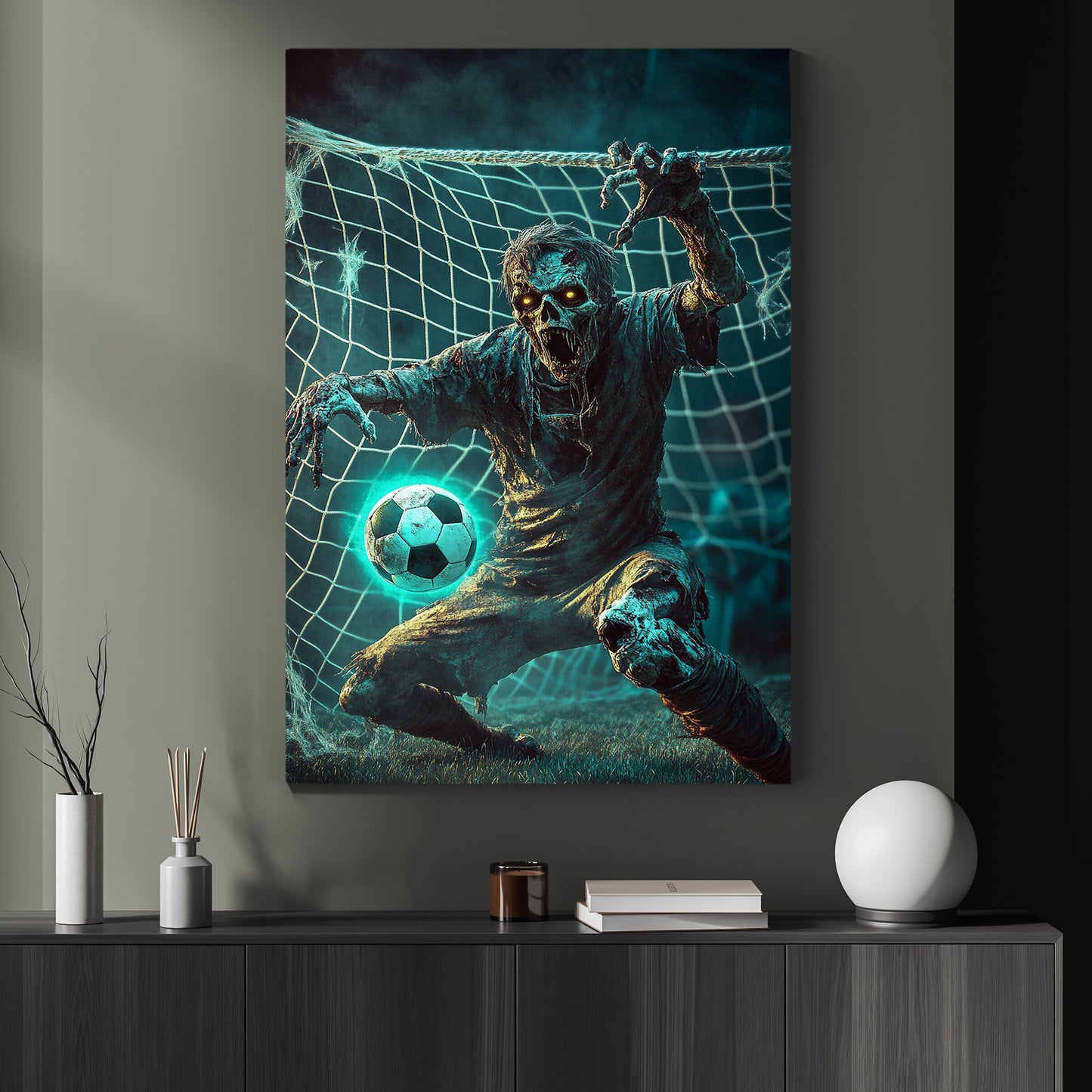 Undead Defender, Soccer Canvas Painting, Spooky Season Wall Art Decor, Halloween Poster Gift For Soccer Lovers