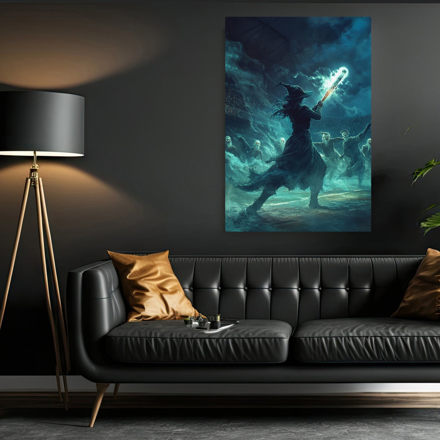 The Witch's Phantom, Softball Canvas Painting, Spooky Season Wall Art Decor, Halloween Poster Gift For Softball Lovers