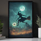 Witch’s Flying, Soccer Witch Canvas Painting, Spooky Season Wall Art Decor, Halloween Poster Gift For Soccer Lovers