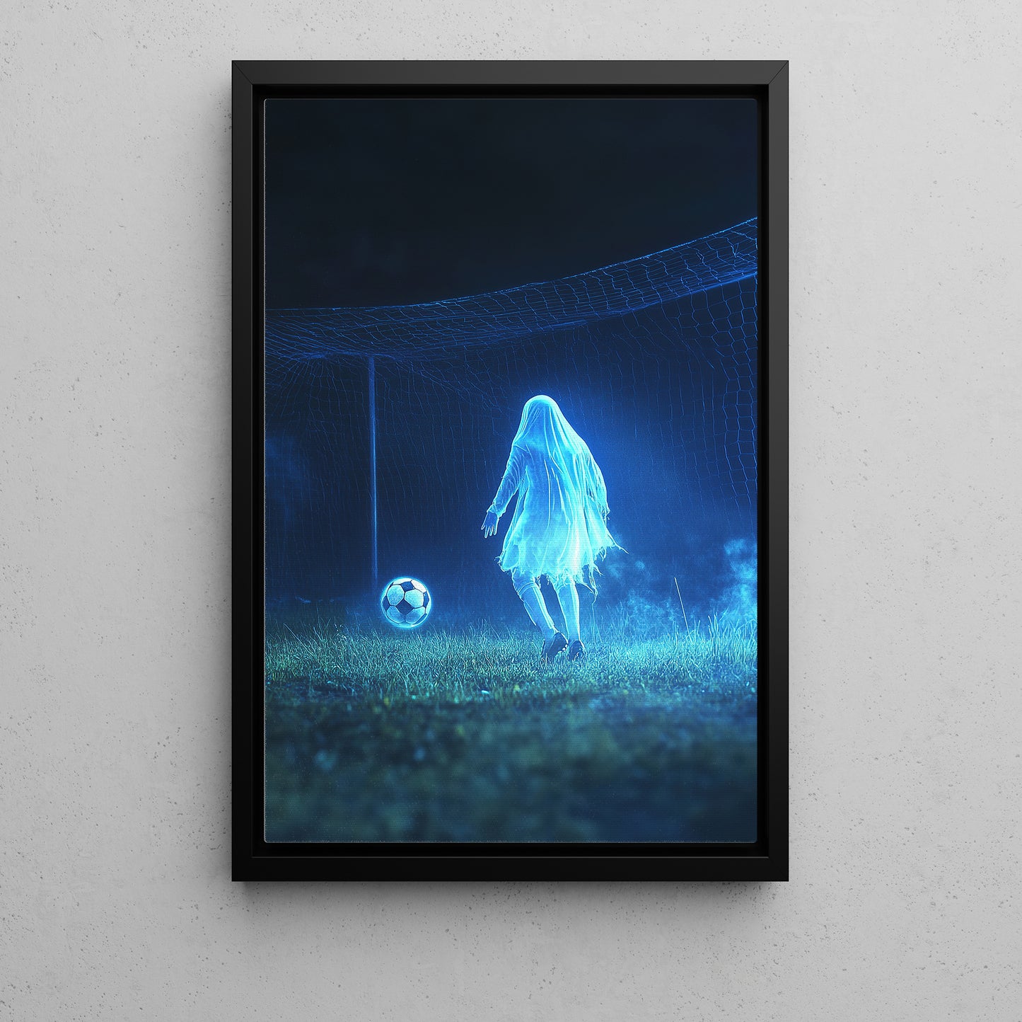 Interesting Halloween Soccer Canvas Painting, Spectral Free Kick, Halloween Sports Wall Art Decor, Poster Gift For Soccer Lovers, Soccer Players