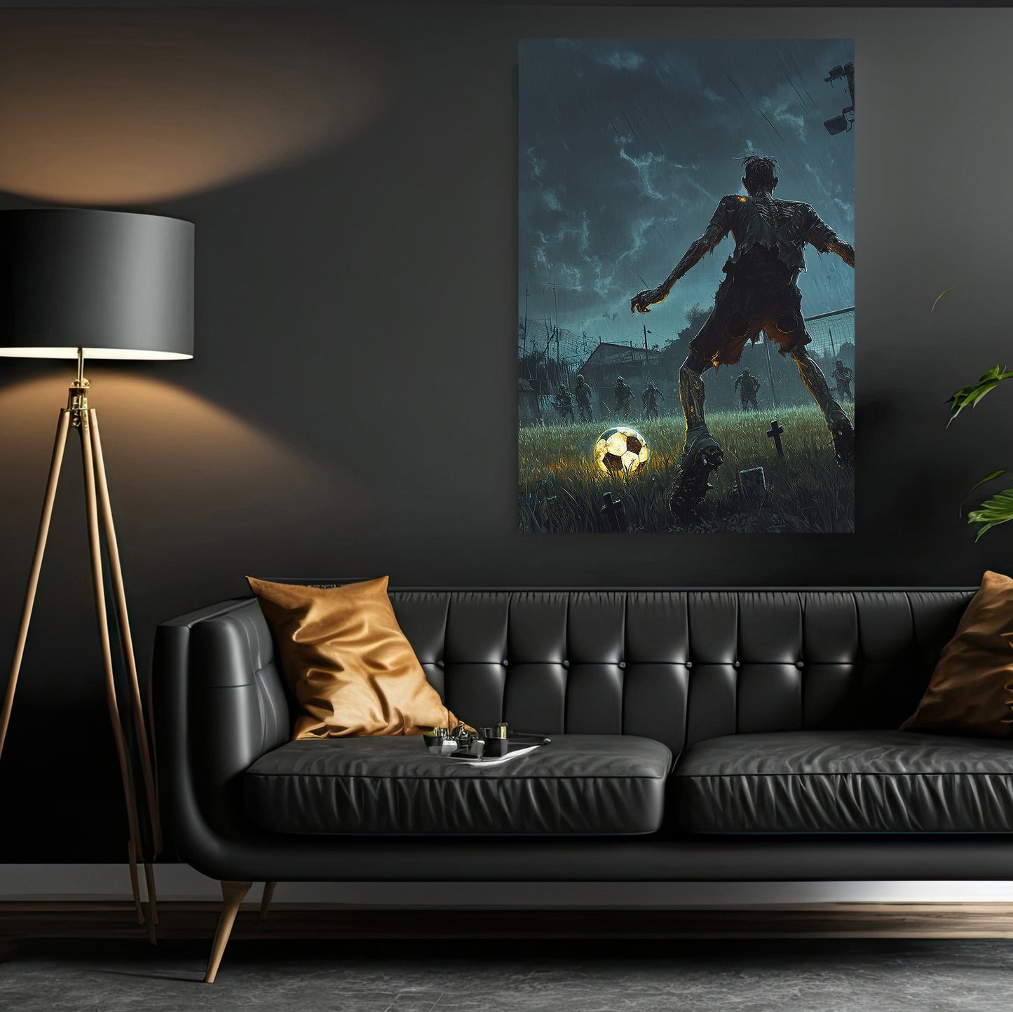 Zombie Striker, Soccer Canvas Painting, Spooky Season Wall Art Decor, Halloween Poster Gift For Soccer Lovers