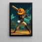 Jack-o'-Lantern Batter Baseball Canvas Painting, Spooky Season Wall Art Decor, Halloween Poster Gift For Baseball Lovers