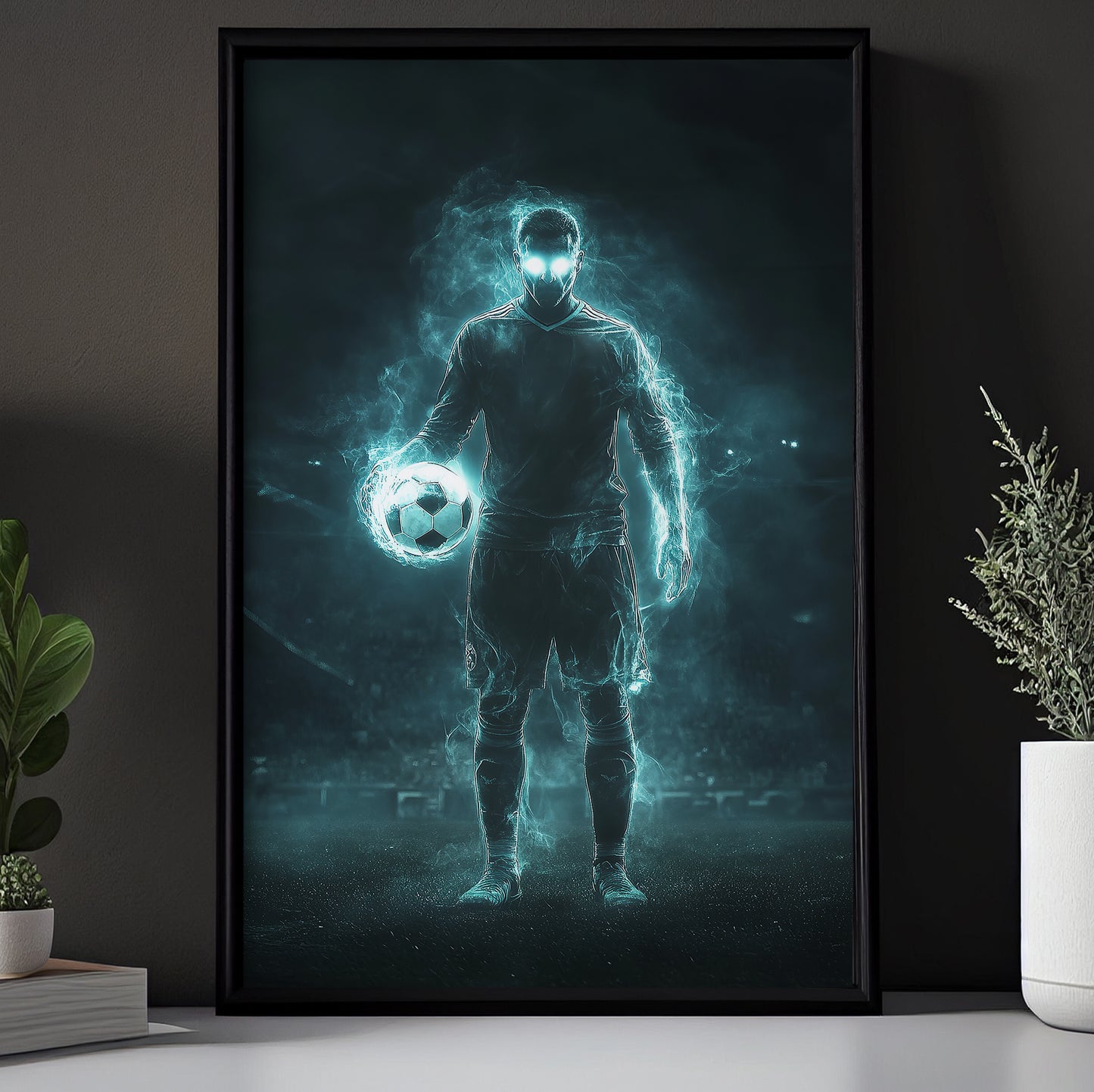 Halloween Soccer Canvas Painting, Ghost Captain in Action Halloween Sports Wall Art Decor, Poster Gift For Soccer Lovers, Soccer Players