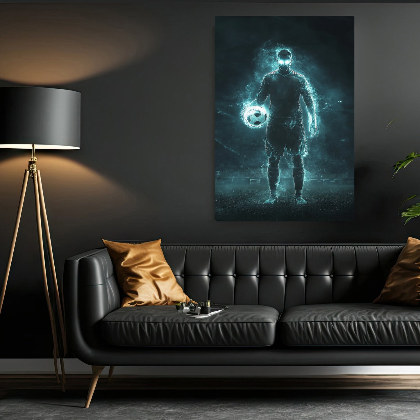 Halloween Soccer Canvas Painting, Ghost Captain in Action Halloween Sports Wall Art Decor, Poster Gift For Soccer Lovers, Soccer Players