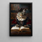 The Educated Tabby, Victorian Cat Canvas Painting, Victorian Animal Wall Art Decor, Poster Gift For Cat Lovers