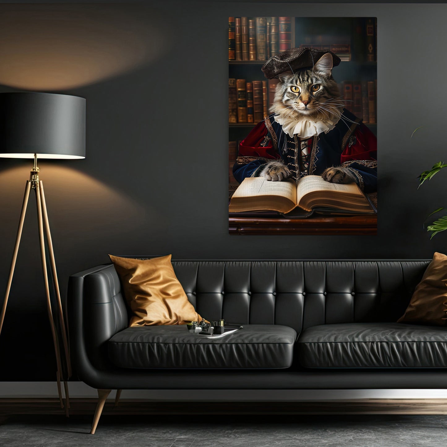 The Educated Tabby, Victorian Cat Canvas Painting, Victorian Animal Wall Art Decor, Poster Gift For Cat Lovers