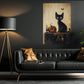 Midnight Watch, Cat Canvas Painting, Spooky Season Wall Art Decor, Halloween Poster Gift For Witch Cat Lovers