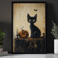 Midnight Watch, Cat Canvas Painting, Spooky Season Wall Art Decor, Halloween Poster Gift For Witch Cat Lovers