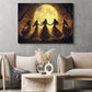 Moonlit Sisters, Witch Canvas Painting, Spooky Season Wall Art Decor, Halloween Poster Gift For Witch Lovers