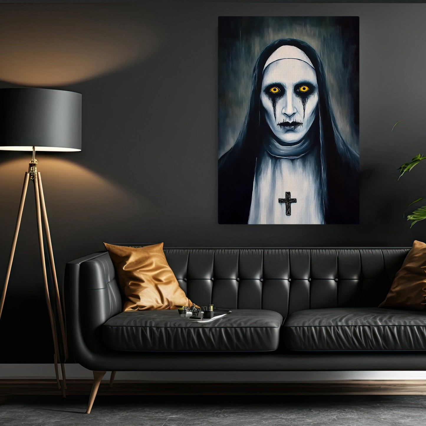 Eyes of the Abyss Shadows Canvas Painting, Spooky Season Wall Art Decor, Halloween Poster Gift