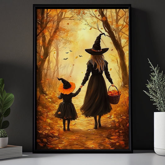 Witching Hour Stroll, Witch Canvas Painting, Spooky Season Wall Art Decor, Halloween Poster Gift For Witch Lovers