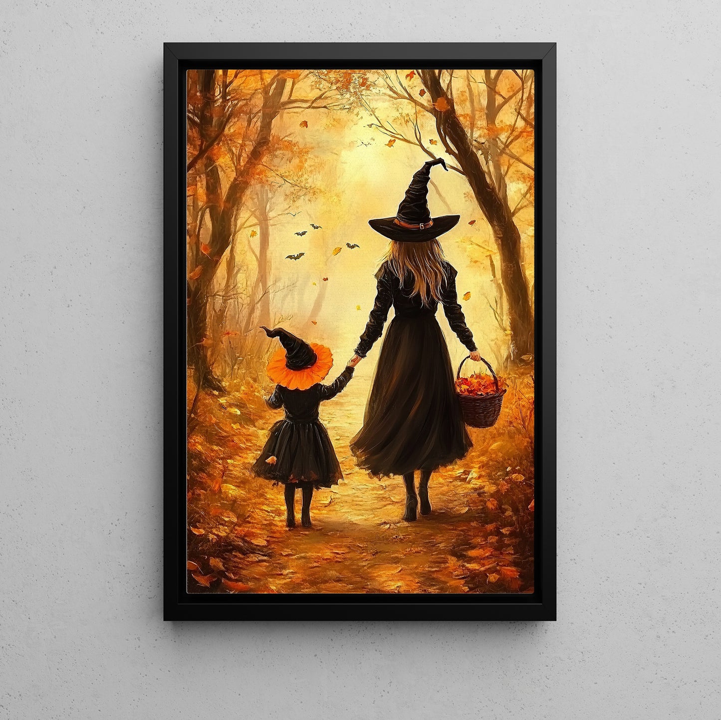 Witching Hour Stroll, Witch Canvas Painting, Spooky Season Wall Art Decor, Halloween Poster Gift For Witch Lovers