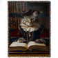 Victorian Cat Fleece Blanket - The Noble Cat Sherpa Blanket, Woven Blanket Gift For Cat Lovers, Books Lovers