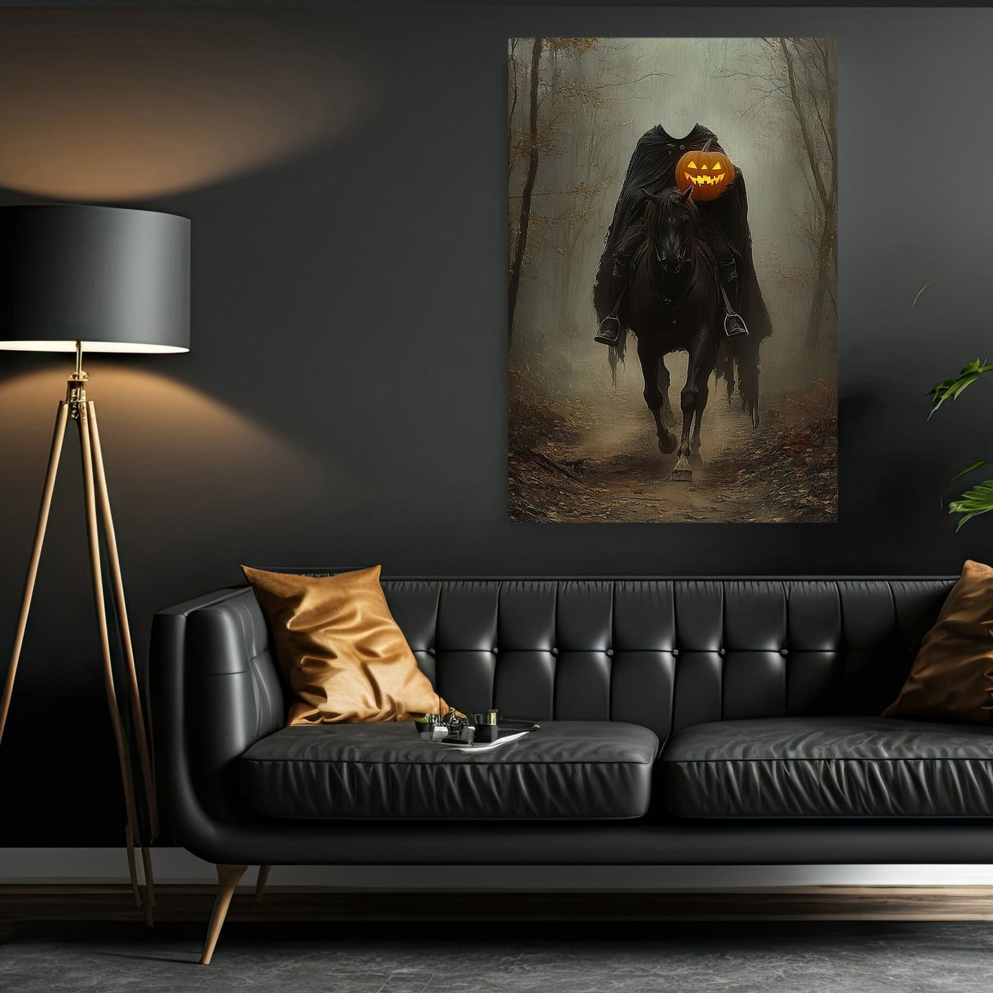 The Headless Rider, Horse Canvas Painting, Spooky Season Wall Art Decor, Halloween Poster Gift For Horse Riding Lovers