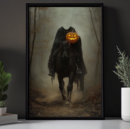 The Headless Rider, Horse Canvas Painting, Spooky Season Wall Art Decor, Halloween Poster Gift For Horse Riding Lovers