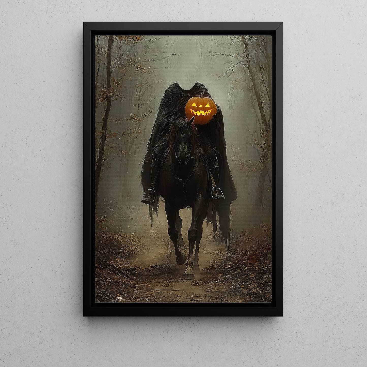 The Headless Rider, Horse Canvas Painting, Spooky Season Wall Art Decor, Halloween Poster Gift For Horse Riding Lovers