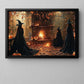 Interesting Halloween Canvas Painting, Witch Meeting, Spooky Season Wall Art Decor, Halloween Poster Gift