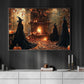 Interesting Halloween Canvas Painting, Witch Meeting, Spooky Season Wall Art Decor, Halloween Poster Gift