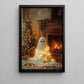 Cozy Christmas Ghost Canvas Painting, Ghost In The Warming Room Winter Wall Art Decor, Xmas Poster Gift For Ghost Lovers