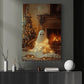 Cozy Christmas Ghost Canvas Painting, Ghost In The Warming Room Winter Wall Art Decor, Xmas Poster Gift For Ghost Lovers