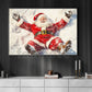 Funny Christmas Canvas Painting, Santa Playing In Snow Wall Art Decor, Xmas Poster Gift