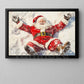 Funny Christmas Canvas Painting, Santa Playing In Snow Wall Art Decor, Xmas Poster Gift