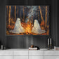 Interesting Halloween Canvas Painting, Ghost Camping Spooky Season Wall Art Decor, Halloween Poster Gift For Ghost Lovers