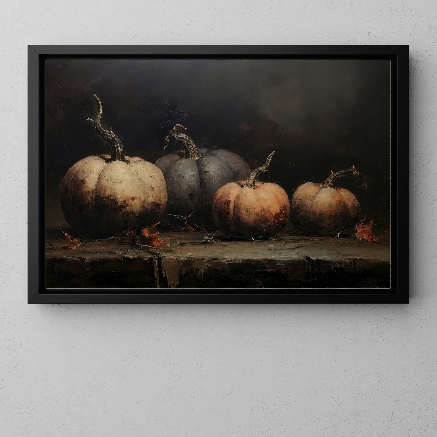 Interesting Pumpkin Halloween Canvas Painting, The Wilted Pumpkin Collection Spooky Season Wall Art Decor, Halloween Poster Gift