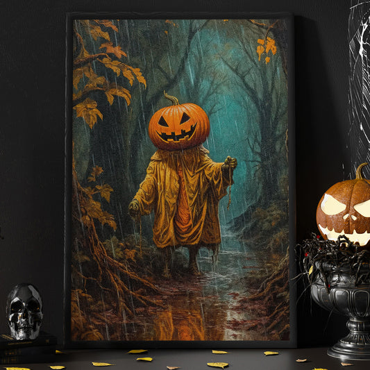 Jack's Journey Halloween Canvas Painting, Spooky Season Wall Art Decor, Halloween Poster Gift