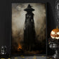 Halloween Canvas Painting, Black Witch Spooky Season Wall Art Decor, Halloween Poster Gift For Witch Lovers