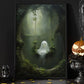 Halloween Canvas Painting, Lonely Ghost Season Wall Art Decor, Halloween Poster Gift For Ghost Lovers