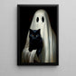 Halloween Canvas Painting, Ghost Hug Black Cat Spooky Season Wall Art Decor, Halloween Poster Gift For Ghost Lovers