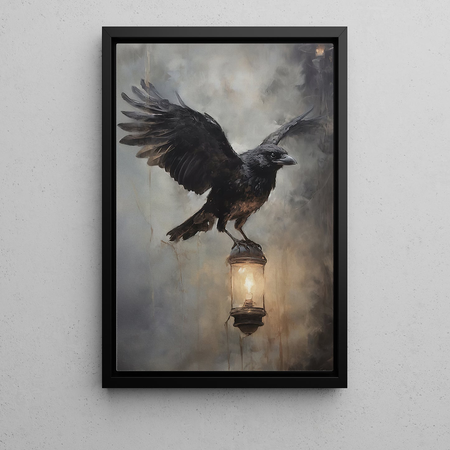 Halloween Canvas Painting, Black Raven Spooky Season Wall Art Decor, Halloween Poster Gift For Raven Lovers