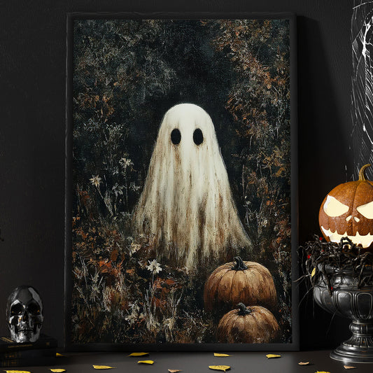 Interesting Halloween Canvas Painting, Forest Ghost Season Wall Art Decor, Halloween Poster Gift For Ghost Lovers