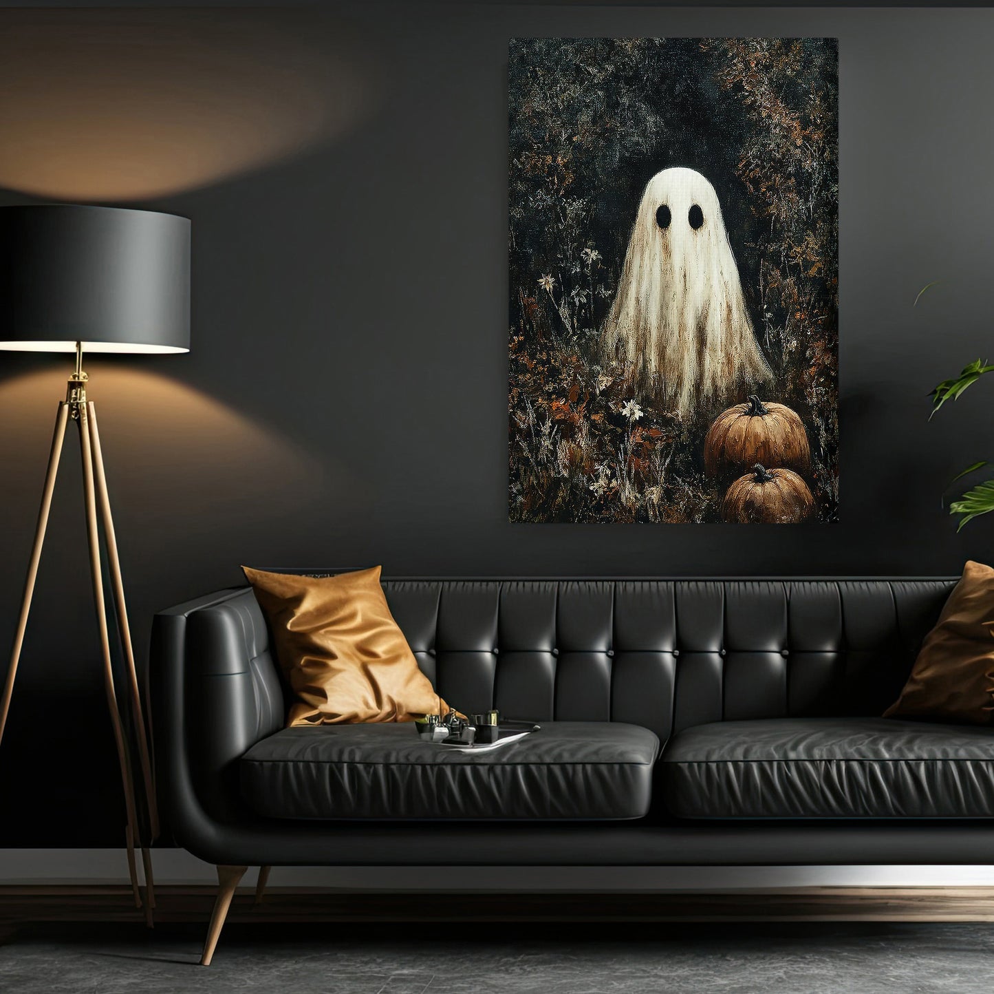 Interesting Halloween Canvas Painting, Forest Ghost Season Wall Art Decor, Halloween Poster Gift For Ghost Lovers