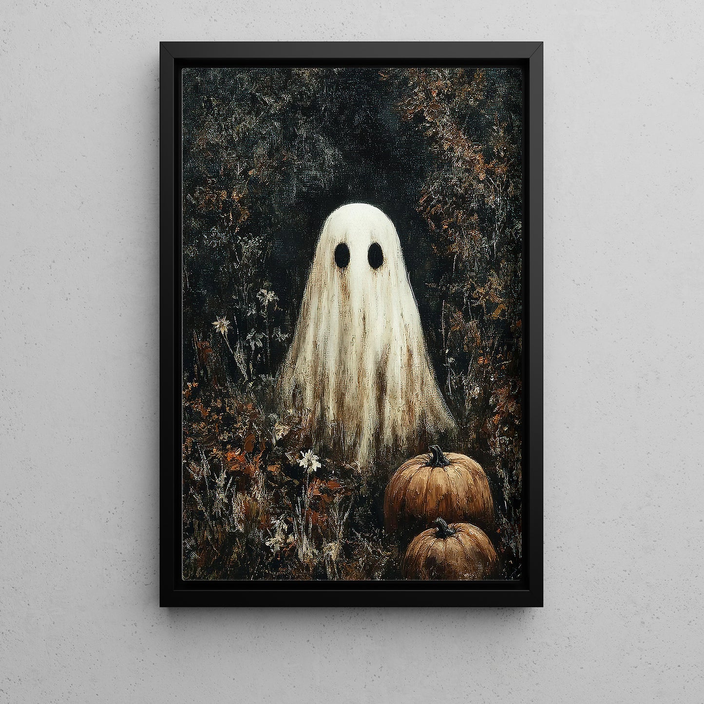 Interesting Halloween Canvas Painting, Forest Ghost Season Wall Art Decor, Halloween Poster Gift For Ghost Lovers