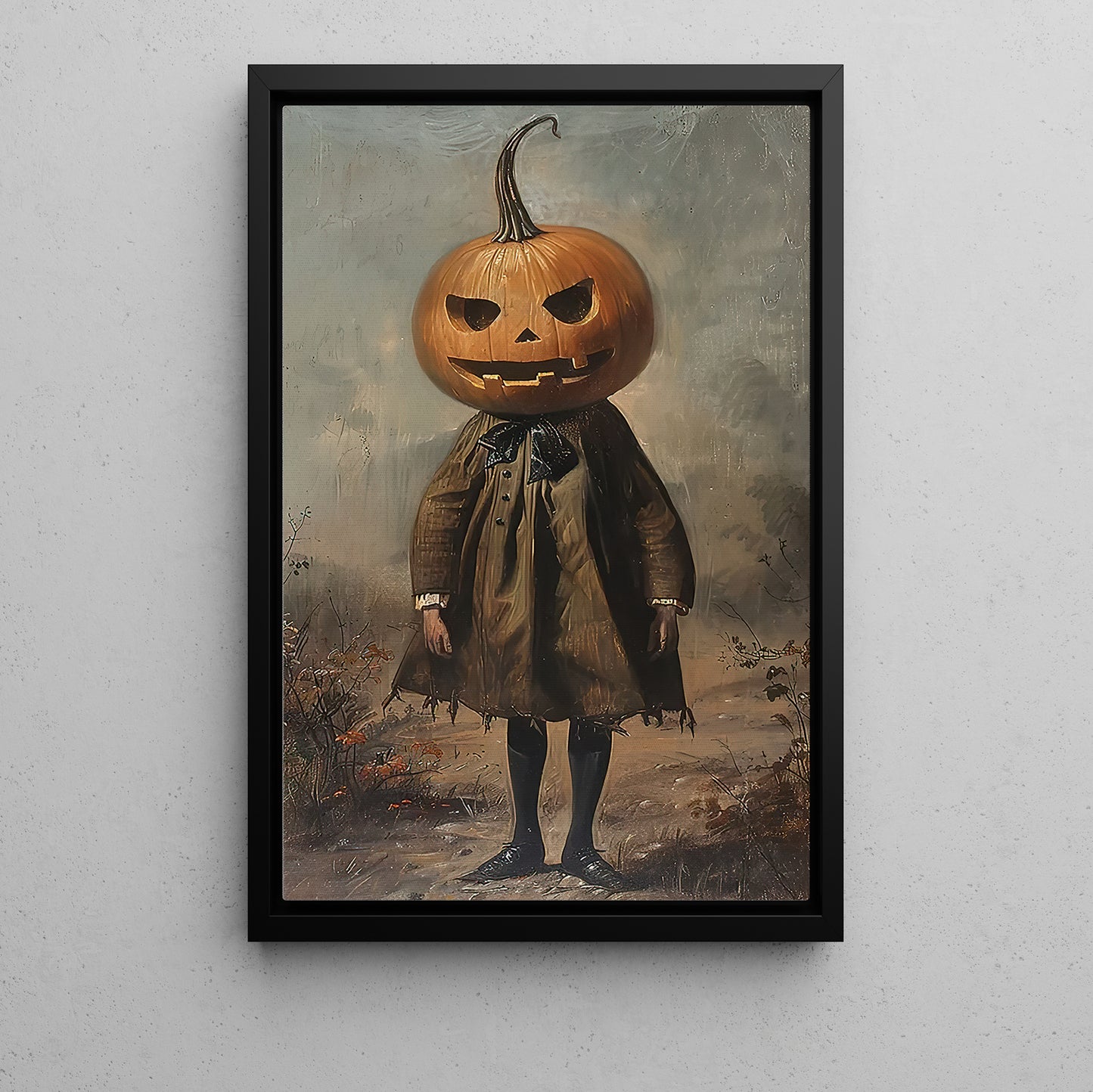 Interesting Pumpkin Halloween Canvas Painting, Pumpkin Patron Spooky Season Wall Art Decor, Halloween Poster Gift