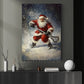 Funny Christmas Santa's Winter Challenge Lacrosse Canvas Painting, Sports Wall Art Decor, Xmas Poster Gift For Lacrosse Lovers