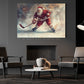 Funny Christmas Santa Claus Takes The Ice Hockey Canvas Painting, Sports Wall Art Decor, Xmas Poster Gift For Hockey Lovers