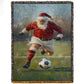 Funny Soccer Fleece Blanket, Santa Claus Plays Soccer Sport Woven Blanket, Cool Sherpa Blanket Gift For Soccer Lovers