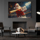 Funny Christmas Jolly Santa Takes The Field Canvas Painting, Sports Wall Art Decor, Xmas Poster Gift For Baseball Lovers