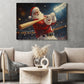 Funny Christmas Jolly Santa Takes The Field Canvas Painting, Sports Wall Art Decor, Xmas Poster Gift For Baseball Lovers