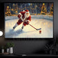 Funny Christmas Santa's Icy Challenge Hockey Canvas Painting, Sports Wall Art Decor, Xmas Poster Gift For Hockey Lovers