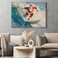 Funny Christmas Santa's Christmas Surfing Canvas Painting, Sports Wall Art Decor, Xmas Poster Gift For Surfing Lovers