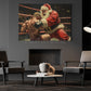 Funny Christmas Santa's Wrestling Day Canvas Painting, Sports Wall Art Decor, Xmas Poster Gift For Wrestling Lovers