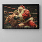 Funny Christmas Santa's Wrestling Day Canvas Painting, Sports Wall Art Decor, Xmas Poster Gift For Wrestling Lovers