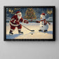 Funny Christmas Hockey With A Snowman Canvas Painting, Sports Wall Art Decor, Xmas Poster Gift For Hockey Lovers