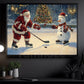 Funny Christmas Hockey With A Snowman Canvas Painting, Sports Wall Art Decor, Xmas Poster Gift For Hockey Lovers