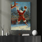 Funny Christmas Santa Claus Playing Basketball Canvas Painting, Sports Wall Art Decor, Xmas Poster Gift For Basketball Lovers